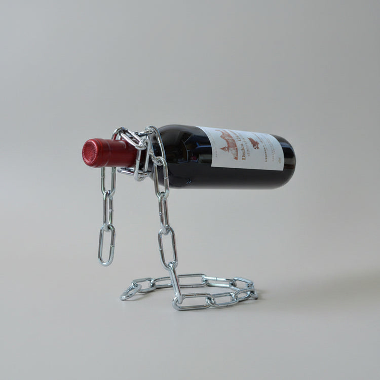 Wrought iron chain red wine shelf by Woody&