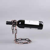 Suspended wrought iron chain red wine shelf by Woody&