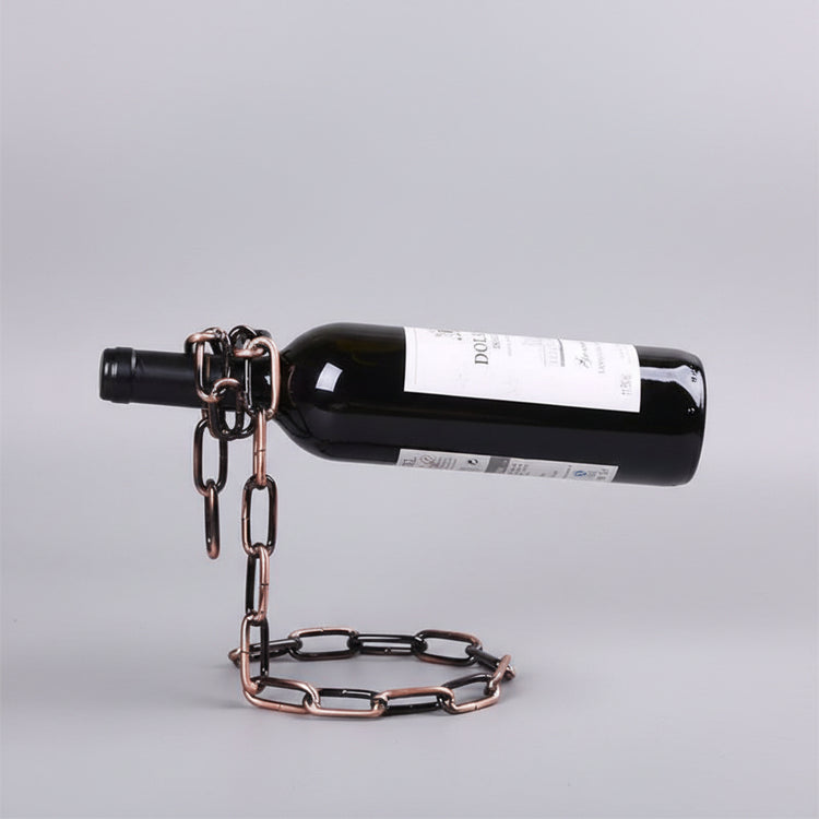 Suspended wrought iron chain red wine shelf by Woody&