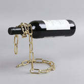 Suspended wrought iron chain red wine shelf by Woody&