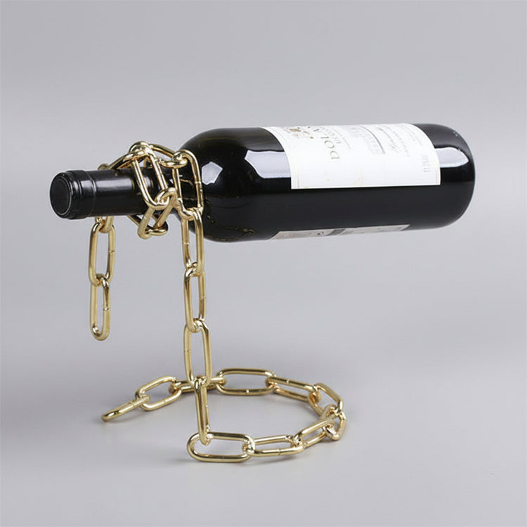 Suspended wrought iron chain red wine shelf by Woody&