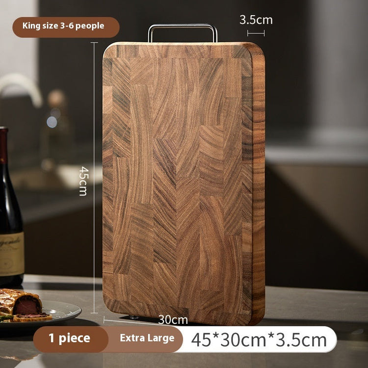 Large double-sided wooden chopping board by WoodyKitchenware with handles, featuring a sturdy dual-surface design for versatile kitchen use.