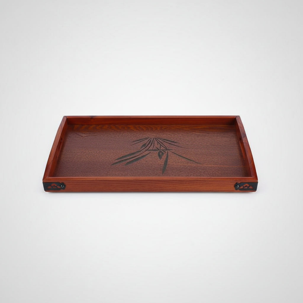Rectangular wooden tea and coffee serving tray by WoodyKitchenware, featuring a solid wood design with handles for serving.