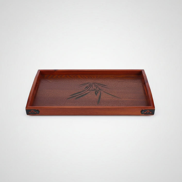 Rectangular wooden tea and coffee serving tray by WoodyKitchenware, featuring a solid wood design with handles for serving.