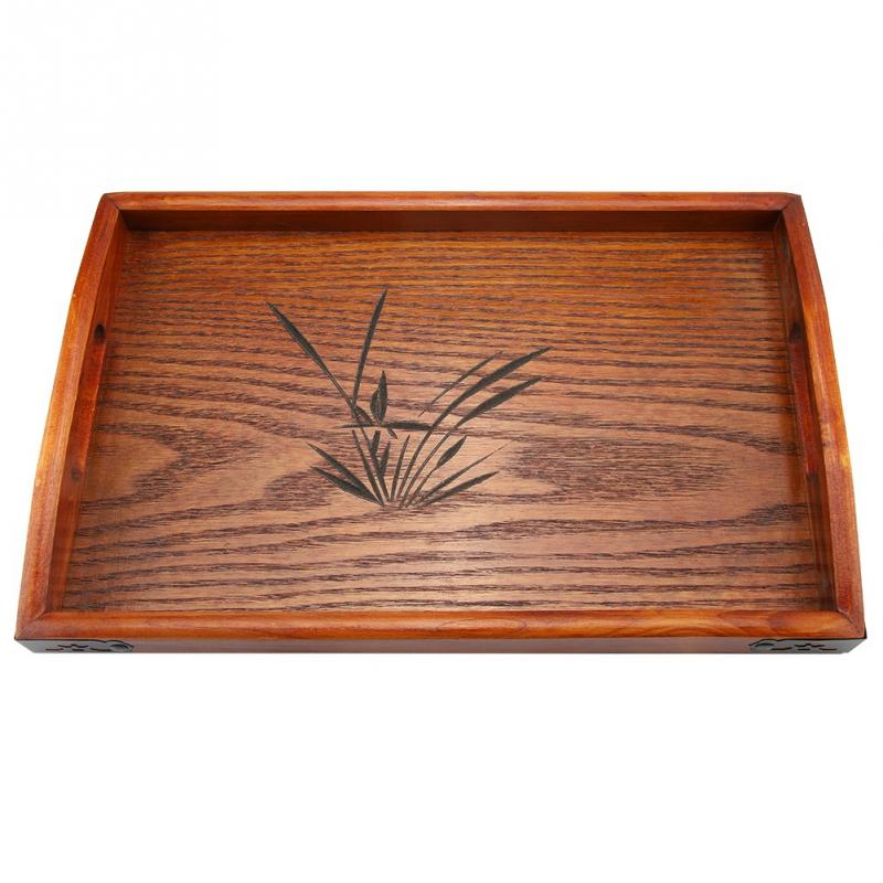 Rectangular wooden tea and coffee serving tray by WoodyKitchenware, solid wood display with handles for serving beverages.