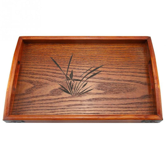 Rectangular wooden tea and coffee serving tray by WoodyKitchenware, solid wood display with handles for serving beverages.