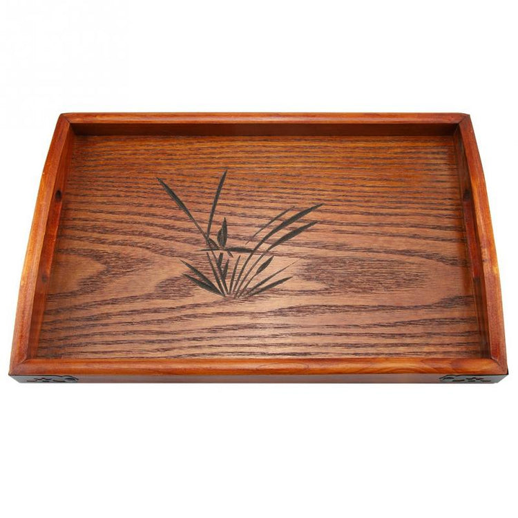 Rectangular wooden tea and coffee serving tray by WoodyKitchenware, solid wood display with handles for serving beverages.