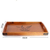 Rectangular wooden tea and coffee serving tray by WoodyKitchenware, with handles and polished solid wood finish.