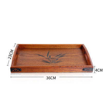Rectangular wooden tea and coffee serving tray by WoodyKitchenware, solid wood display with handles for serving beverages.