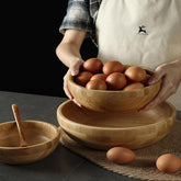 Wooden dough bowl by WoodyKitchenware, 25cm bamboo basin for bread and pastry preparation, handcrafted solid timber baker&
