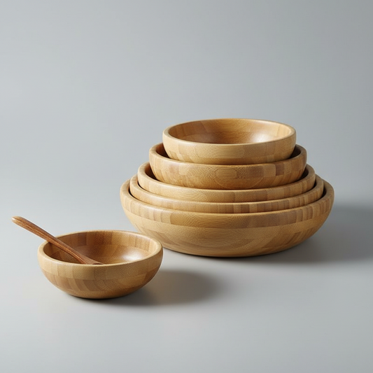 Wooden dough bowl by WoodyKitchenware, 25cm solid bamboo basin for kneading and mixing dough, crafted by WoodyKitchenware.