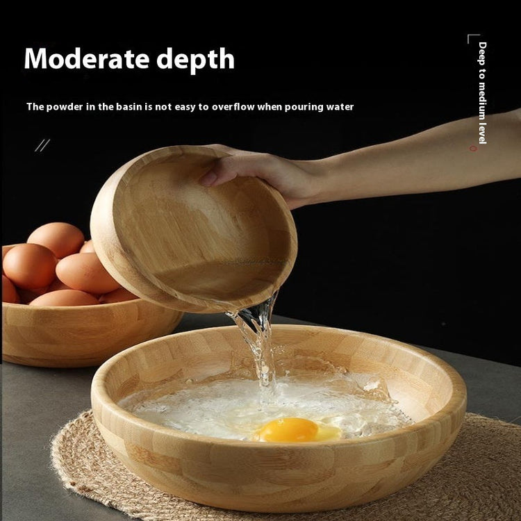 Wooden dough bowl by WoodyKitchenware, 25cm bamboo basin for baking and mixing, crafted from solid timber.