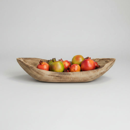 Vintage solid wood candy tray by Woody's Rituals, rustic weathered Paulownia serving tray with a natural wooden finish.