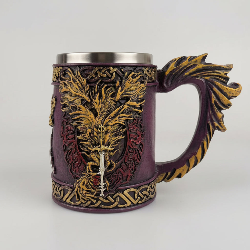 Handcrafted Viking Pirate Mug by WoodyKitchenware, featuring Norse seafarer design, ceramic drink cup with detailed Viking artwork.