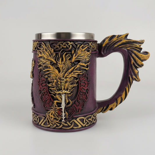Handcrafted Viking Pirate Mug by WoodyKitchenware, featuring Norse seafarer design, ceramic drink cup with detailed Viking artwork.