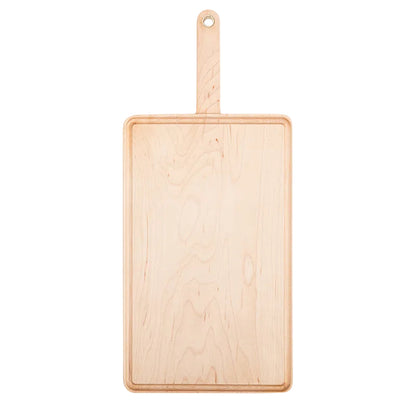Wooden chopping board with groove and juice channel by WoodyKitchenware, ideal for bread and food prep, made of maple wood.