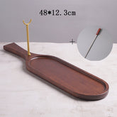 Wooden restaurant board by WoodyKitchenware, used as a steakhouse skewer stage, made of solid timber for tableware presentation.