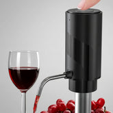 Electric wine aerator and decanter pump by WoodyKitchenware, with one-touch operation for effortless wine aeration.