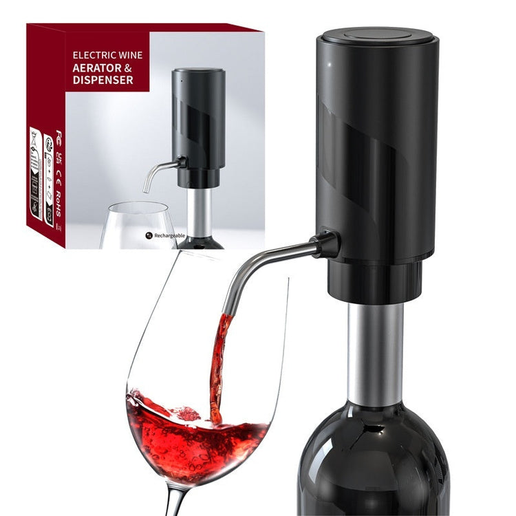 Electric wine aerator and decanter pump by WoodyKitchenware, featuring one-touch operation for effortless wine aeration.