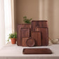 Japanese style black walnut wooden dinner plate by WoodyKitchenware, rectangular shape, elegant and durable, 12cm diameter.
