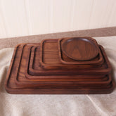 Japanese-style wooden black walnut rectangular dinner plate by WoodyKitchenware, showcasing elegant, durable craftsmanship.
