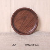 Japanese style black walnut wooden dinner plate by WoodyKitchenware, elegant rectangular design, durable and natural wood finish.