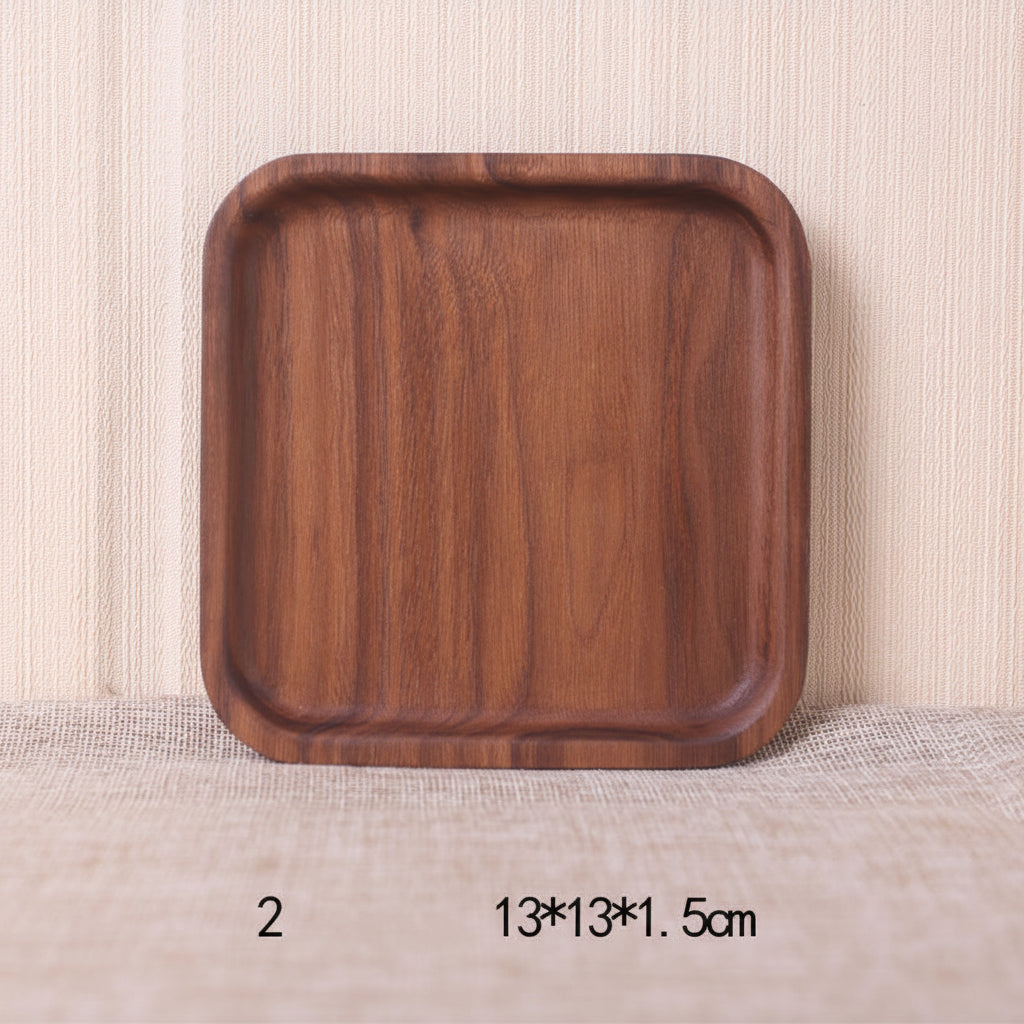 Japanese style wooden black walnut rectangular dinner plate by WoodyKitchenware, showcasing smooth finish and elegant design.