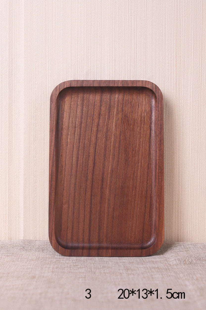Japanese-style wooden black walnut rectangular dinner plate from WoodyKitchenware, showcasing elegant, durable craftsmanship.