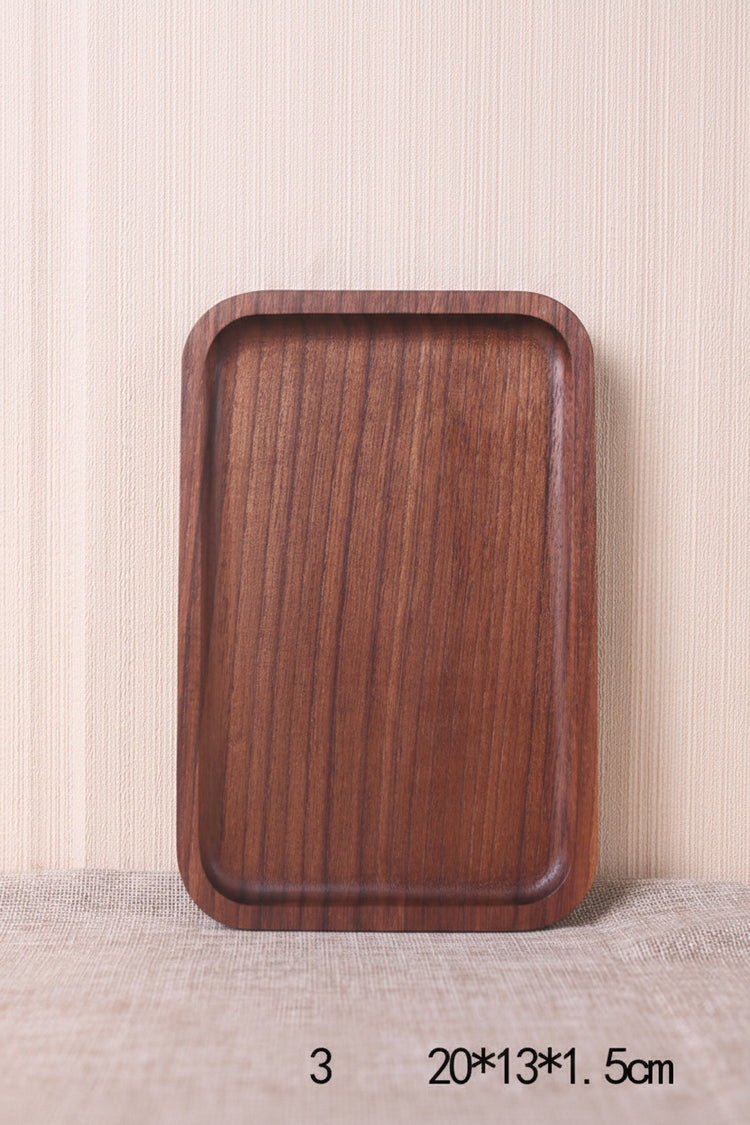 Japanese-style wooden black walnut rectangular dinner plate from Woody&