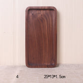 Japanese style wooden black walnut rectangular dinner plate by WoodyKitchenware, elegant and durable, with a natural wood grain finish.