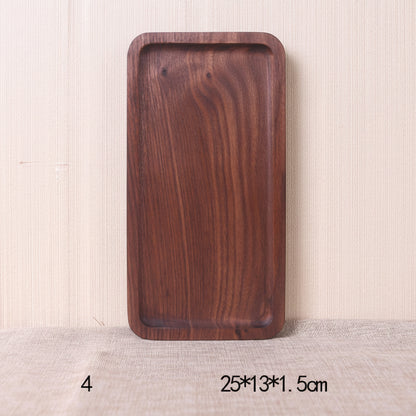 Japanese style wooden black walnut rectangular dinner plate by WoodyKitchenware, elegant and durable, with a natural wood grain finish.