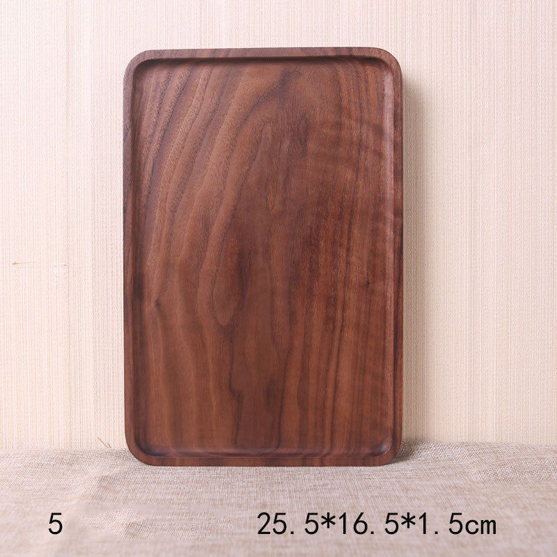 Japanese-style wooden black walnut rectangular dinner plate from WoodyKitchenware, showcasing elegant, durable wood craftsmanship.