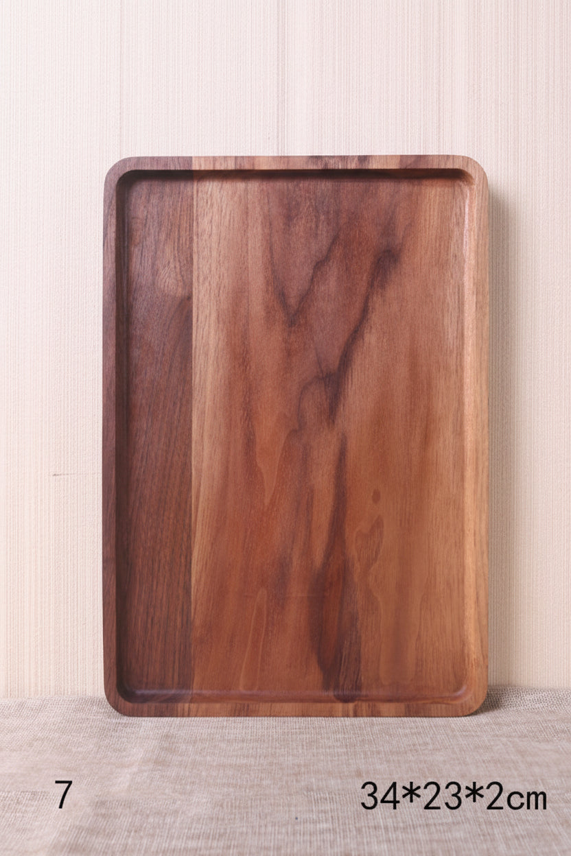 Japanese style wooden black walnut rectangular dinner plate by WoodyKitchenware, showcasing elegant, durable handcrafted wood design.