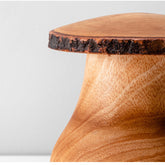 Solid timber mushroom wood ornament by WoodyKitchenware, featuring natural wood grain and a smooth, rounded mushroom shape.