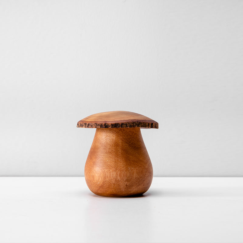 Solid timber mushroom wood ornament by WoodyKitchenware, featuring a natural mushroom shape perfect for rustic decor.