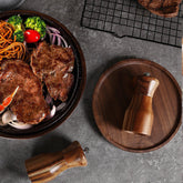 Wooden manual pepper grinder by WoodyKitchenware, Pylon Solid Timber Mill for fresh-ground pepper seasoning.