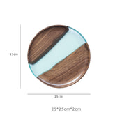Black walnut tea tray made of solid timber from WoodyKitchenware, featuring a natural wood grain finish and river design details.