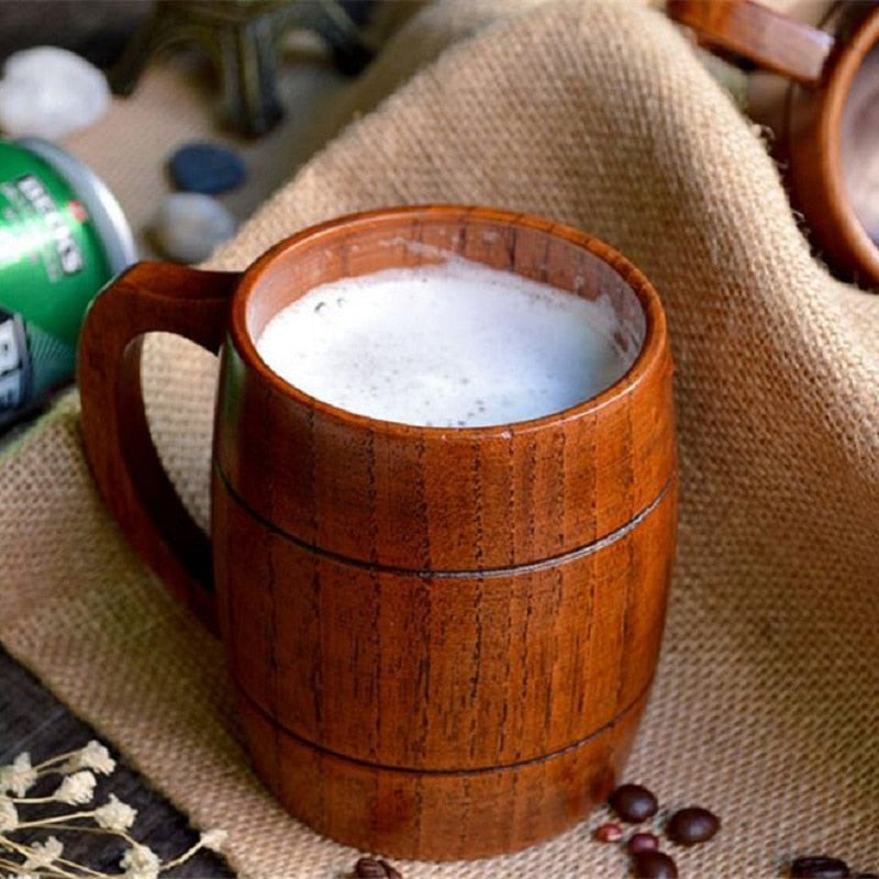 Hand-carved traditional tankard from WoodyKitchenware, featuring intricate woodwork and rustic design by WoodyKitchenware.