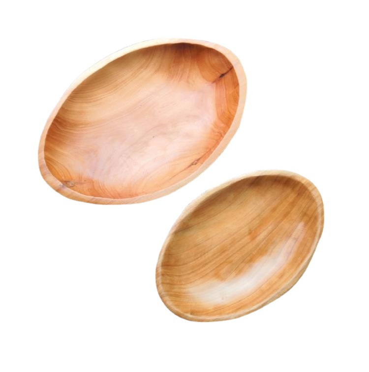 Wooden oval compote plate by WoodyKitchenware, solid timber platter with smooth finish, ideal for serving or display.