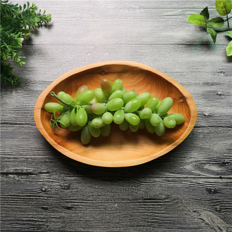 Oval wood compote plate by WoodyKitchenware, solid timber oval platter for serving or display, natural wood grain and smooth finish.