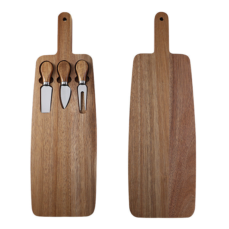 Wooden cheese plate and knife set by WoodyKitchenware featuring an elegant serving board and matching cheese knives for cheese presentation