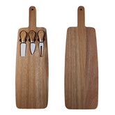 Wooden cheese plate and knife set by WoodyKitchenware featuring an elegant serving board and matching cheese knives for cheese presentation
