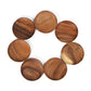 Unfinished acacia solid wood round plates by WoodyKitchenware, showcasing natural wood grain and smooth, unpolished surface.