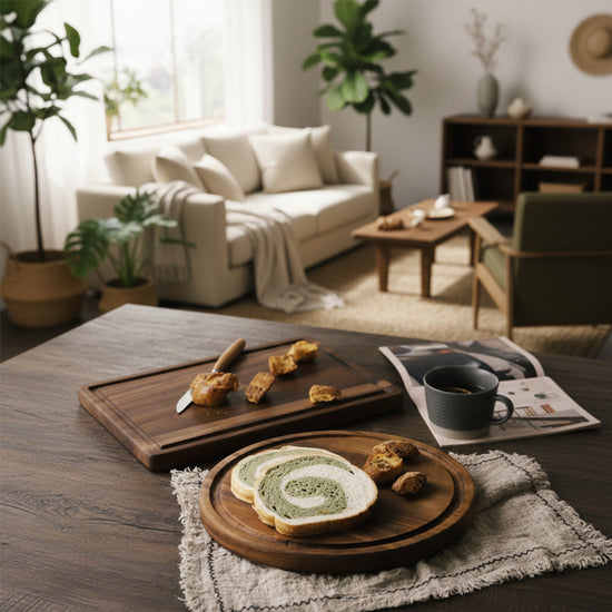 Round black walnut wood cutting board by Woody&