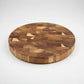 Round solid wood splicing cutting board by WoodyKitchenware, showcasing natural wood grain and craftsmanship for kitchen use.