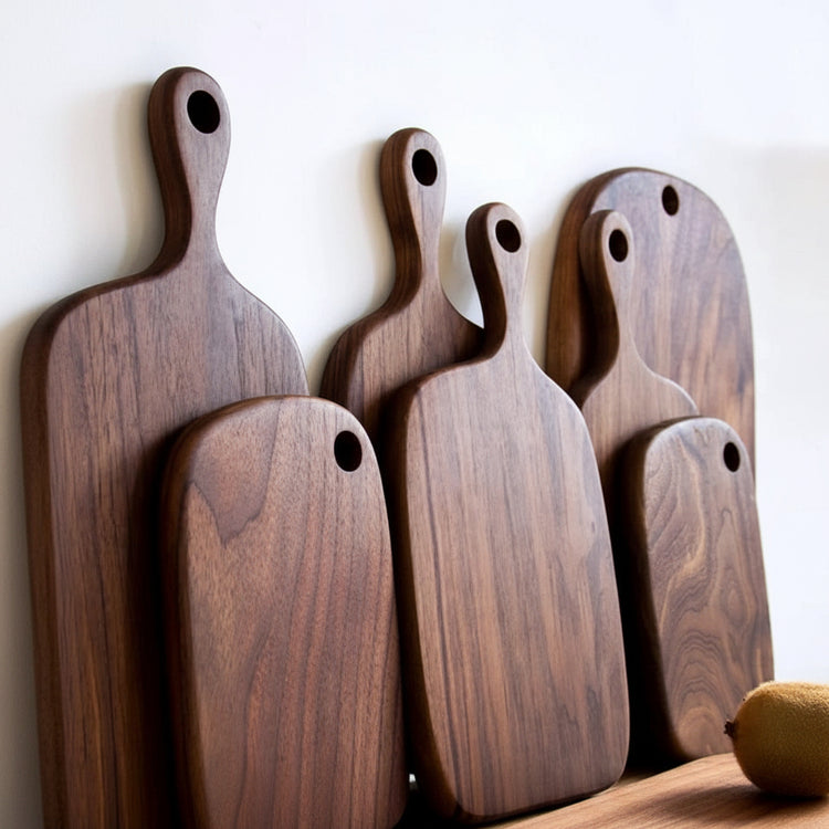 Black Walnut chopping board from WoodyKitchenware, showcasing smooth natural wood grain and sturdy kitchen surface.