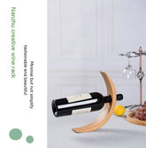 Bamboo wine bottle rack by WoodyKitchenware, semicircle-style creative bottle shelf for organizing wine bottles.