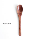 Set of six Wooden Baby Eating Spoons by WoodyKitchenware, eco-friendly, gentle feeding utensils for babies.