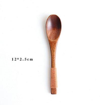 Six-piece set of eco-friendly wooden baby spoons from WoodyKitchenware, gentle and ideal for feeding infants.