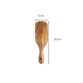 WoodyKitchenware Acacia long-handled spatula set with premium wooden mixing and cooking utensils, displayed together.
